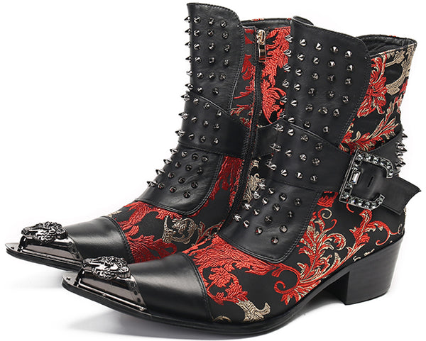 Santimon Men's Rivet High Top Western Boots