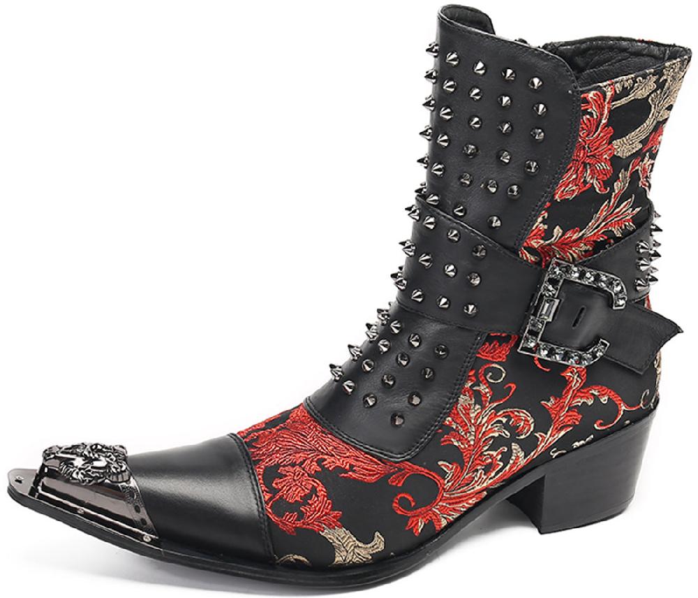 santimon Men's Rivet High Top Western Boots