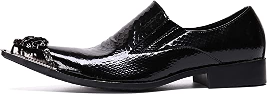 Santimon Men's Shiny Western Loafers Metal Tip