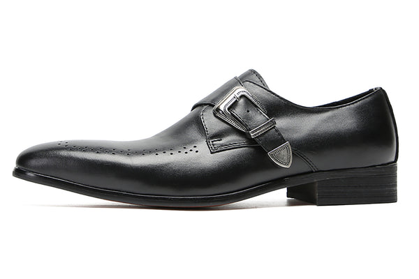 Santimon Men's Single Buckle Monk Strap Loafers