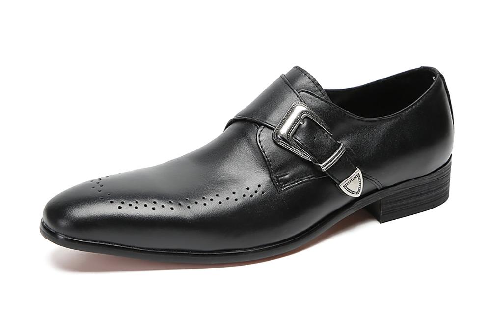 santimon Men's Single Buckle Monk Strap Loafers