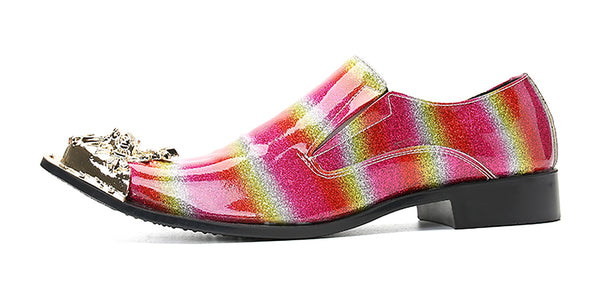 Santimon Men's Slip On Metal Tip Western Loafer