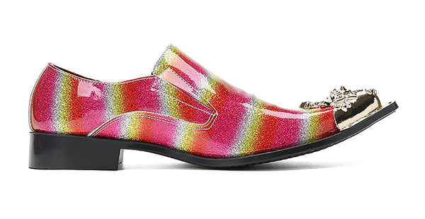 Santimon Men's Slip On Metal Tip Western Loafer