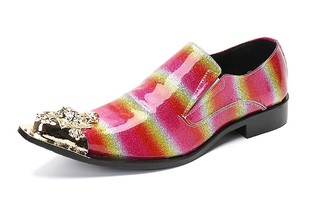 santimon Men's Slip On Metal Tip Western Loafer