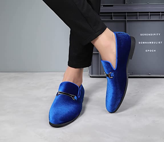 Santimon Men's Smoking Loafers Velvet Horsebit