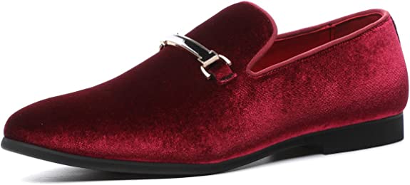 Santimon Men's Smoking Loafers Velvet Horsebit