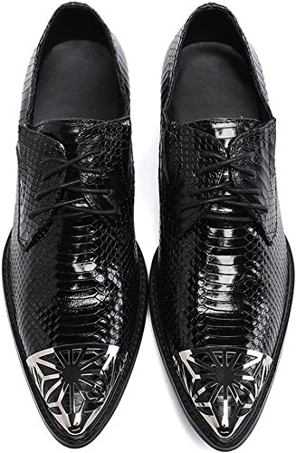 Santimon Men's Snake-printed Leather Western Derby