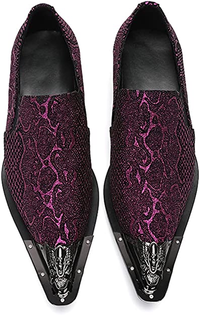 Santimon Men's Snake Printed Western Loafers