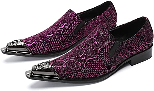 santimon Men's Snake Printed Western Loafers