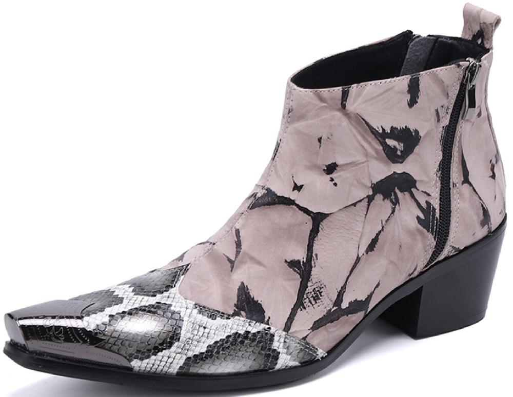 santimon Men's Snake Skin Metal Tip Western Boots