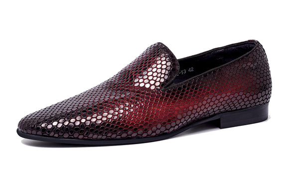 Santimon Men's Snake Skin Pointed-Toe Loafers
