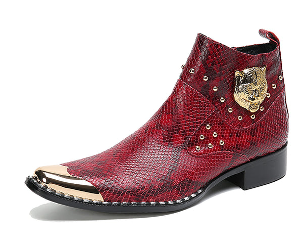 Santimon Men's Snake Western Boots Metal Tip