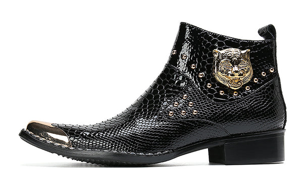 Santimon Men's Snake Western Boots Metal Tip