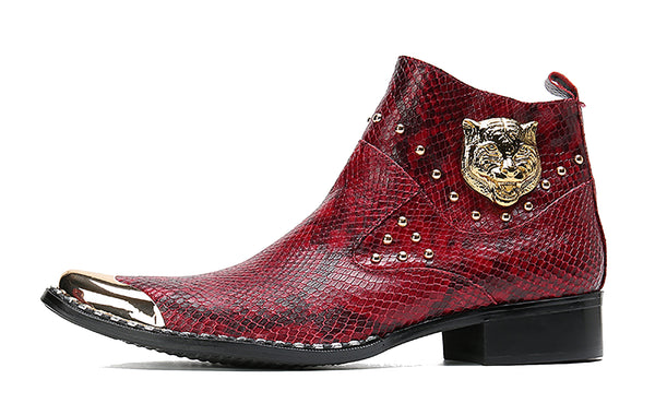 Santimon Men's Snake Western Boots Metal Tip