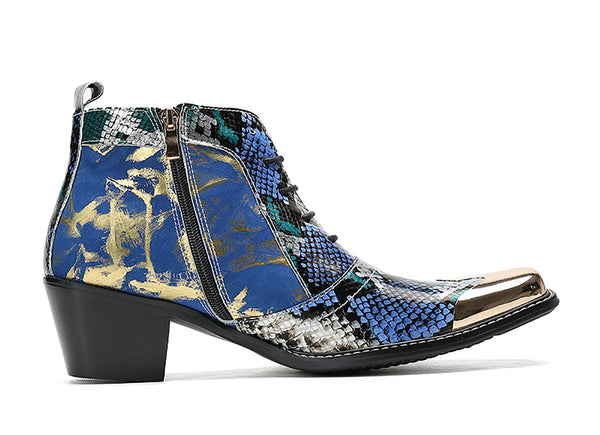 Santimon Men's Square Metal Tip Western Boots