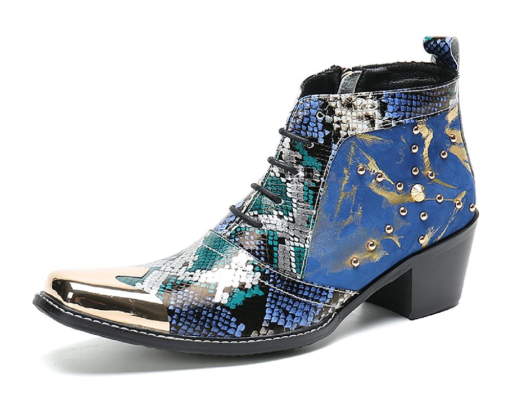 santimon Men's Square Metal Tip Western Boots