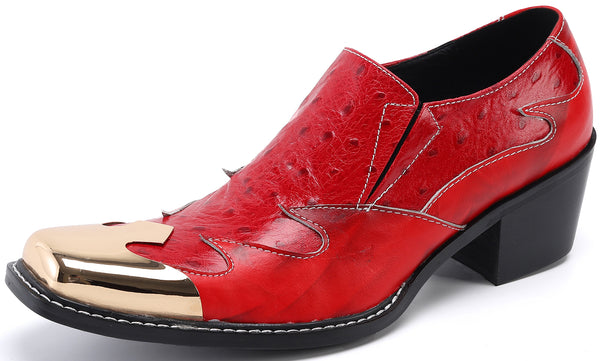 Santimon Men's Square Metal Tip Western Loafers