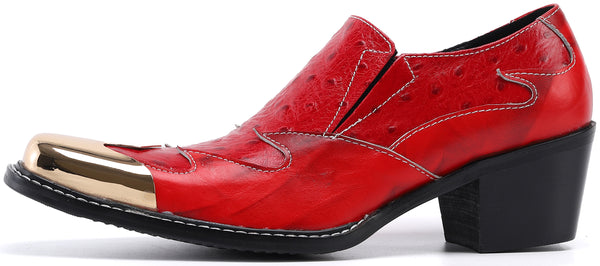 Santimon Men's Square Metal Tip Western Loafers