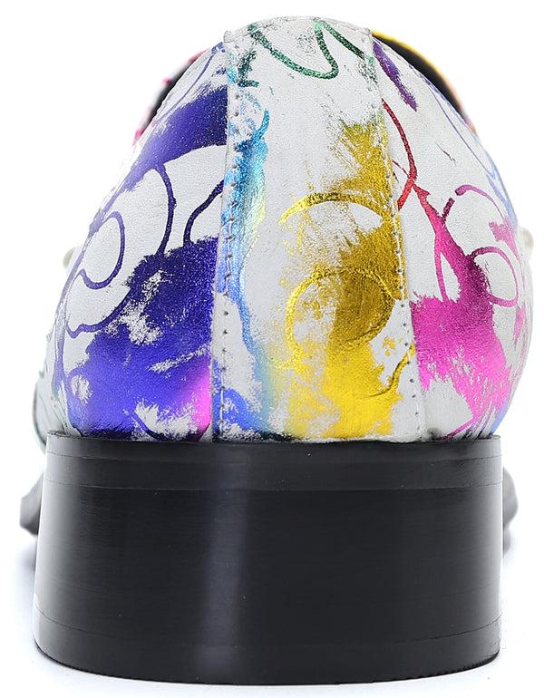 Santimon Men's Square-Toe Metal Western Loafers