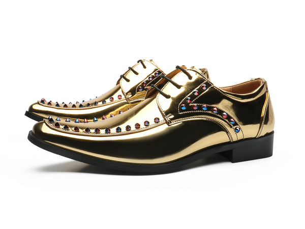 Santimon Men's Studded Leather Oxfords