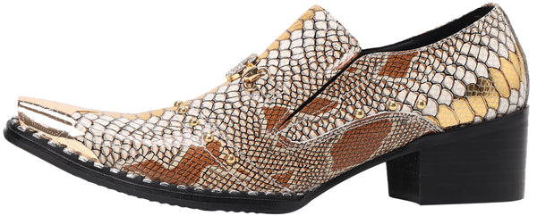 Santimon Men's Studded Western Metal Tip Loafers