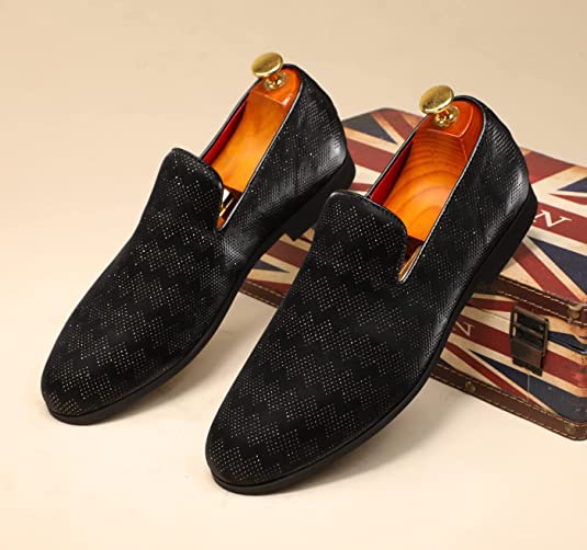 Santimon Men's Suede Breathable Smoking Loafers