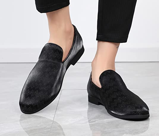 Santimon Men's Suede Breathable Smoking Loafers