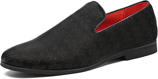 santimon Men's Suede Breathable Smoking Loafers