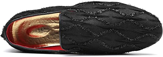 Santimon Men's Suede Glitter Smoking Loafers