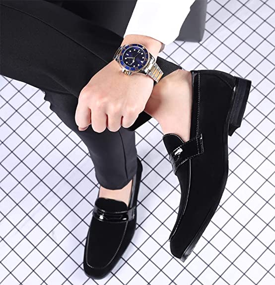 Santimon Men's Suede Penny Loafers