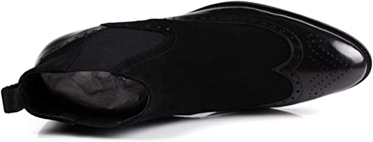 Santimon Men's Suede Wingtip Brogue Chelsea Boots