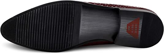 Santimon Men's Tassel Loafer Black Burgundy