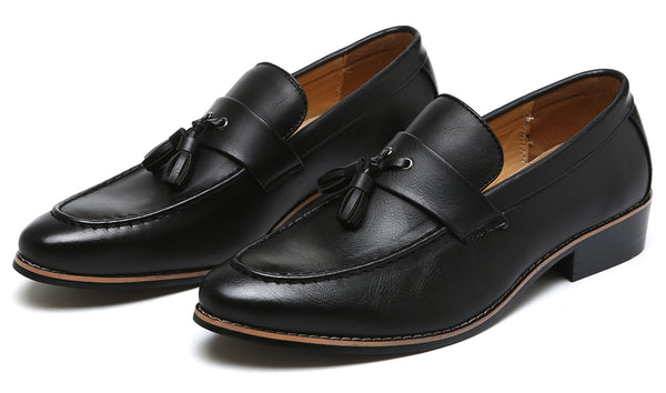 Santimon Men's Tassel Loafers Black Red Tan