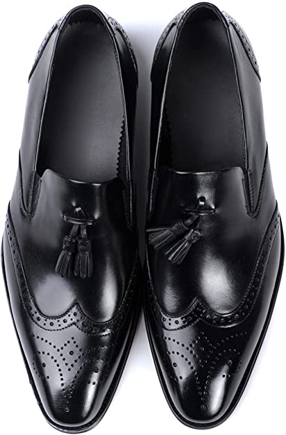 Santimon Men's Tassel Loafers Wingtip