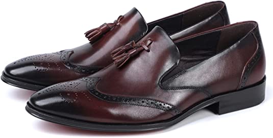 Santimon Men's Tassel Loafers Wingtip