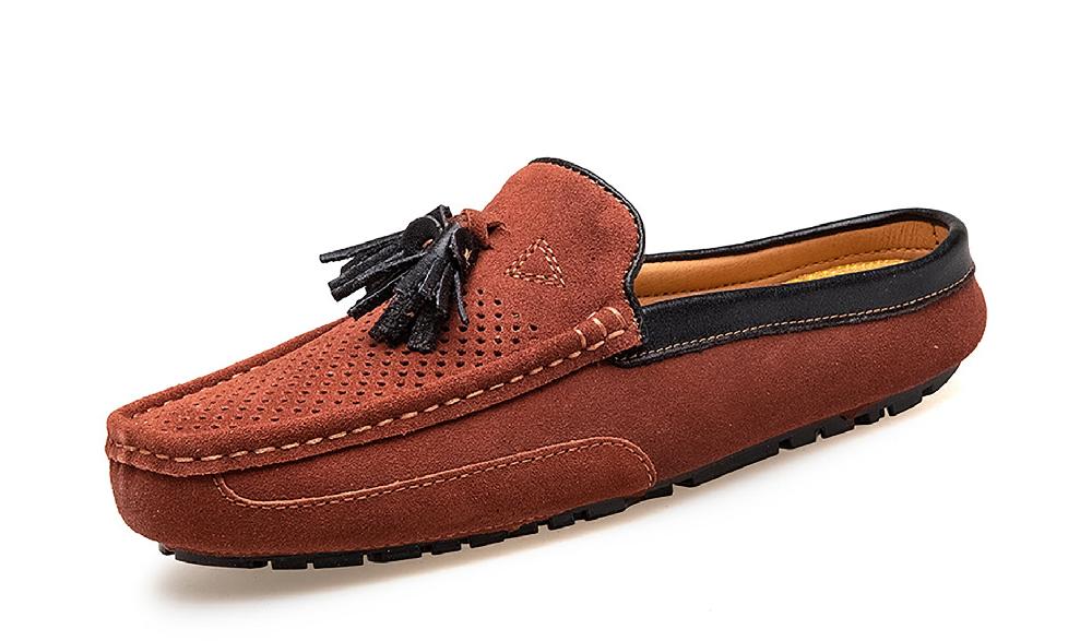 santimon Men's Tassel Perforated Driving Clogs