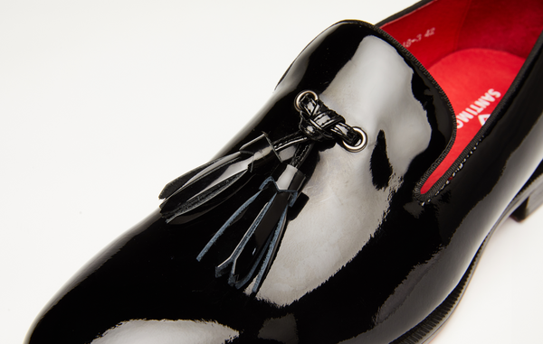 Santimon Men's Tassel Shiny Loafers Leather Lined