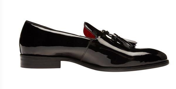 Santimon Men's Tassel Shiny Loafers Leather Lined