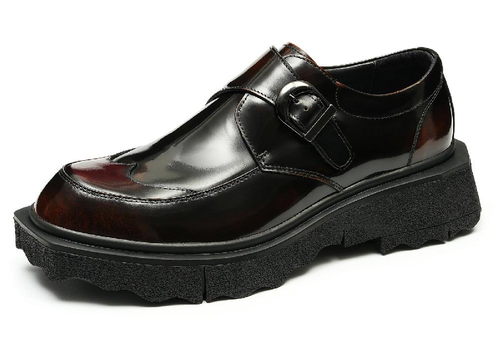santimon Men's Thick Sole Monk-Strap Loafers