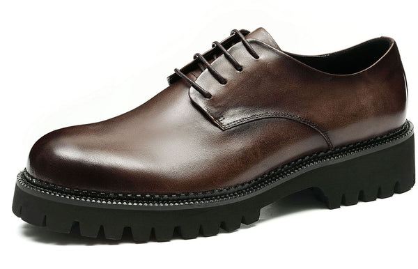 Santimon Men's Thick Sole Plain Toe Dress Derby