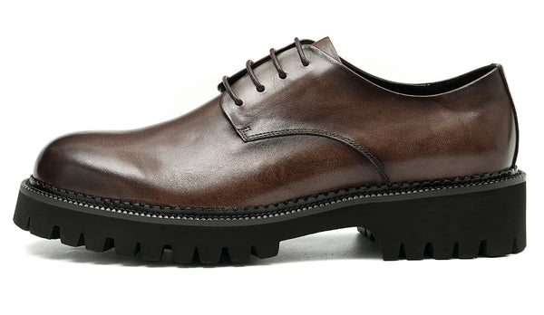 Santimon Men's Thick Sole Plain Toe Dress Derby