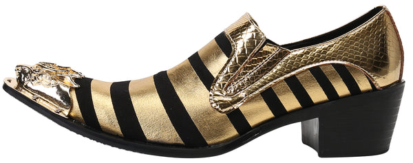 Santimon Men's Two Toned Metal Tip Western Loafers