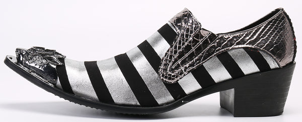 Santimon Men's Two Toned Metal Tip Western Loafers