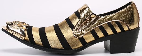 Santimon Men's Two Toned Metal Tip Western Loafers