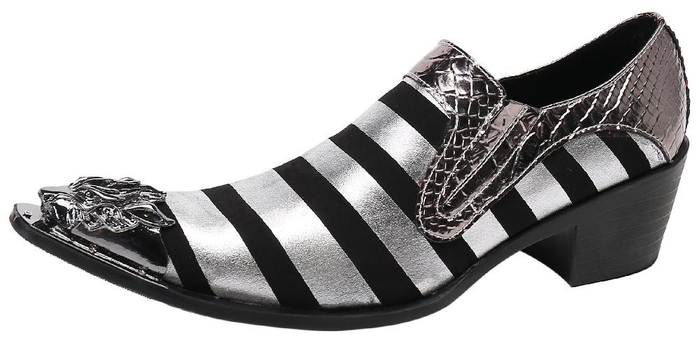 santimon Men's Two Toned Metal Tip Western Loafers