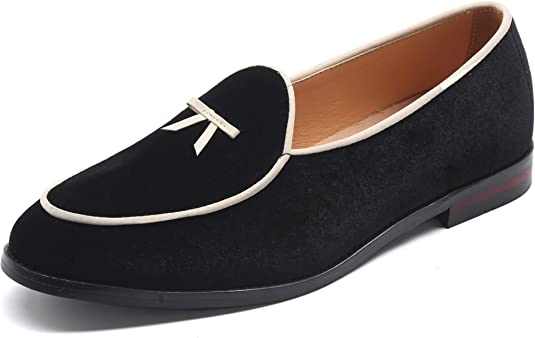 Santimon Men's Velvet Bow Loafers