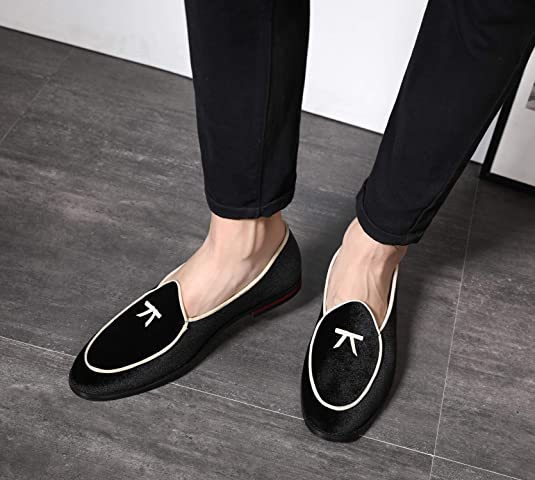 Santimon Men's Velvet Bow Loafers