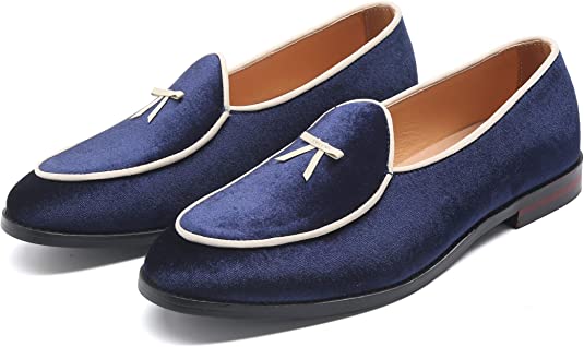 Santimon Men's Velvet Bow Loafers