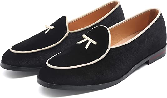 santimon Men's Velvet Bow Loafers