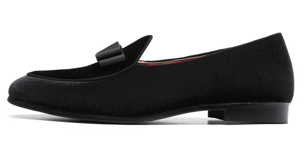 Santimon Men's Velvet Bow Shallow Loafers